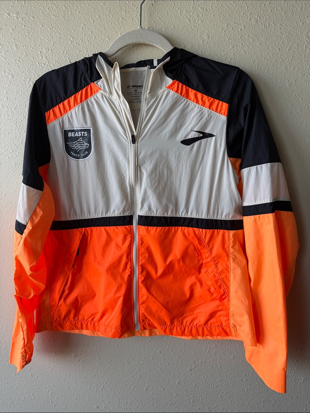 Brooks Orange White Windbreaker Jacket